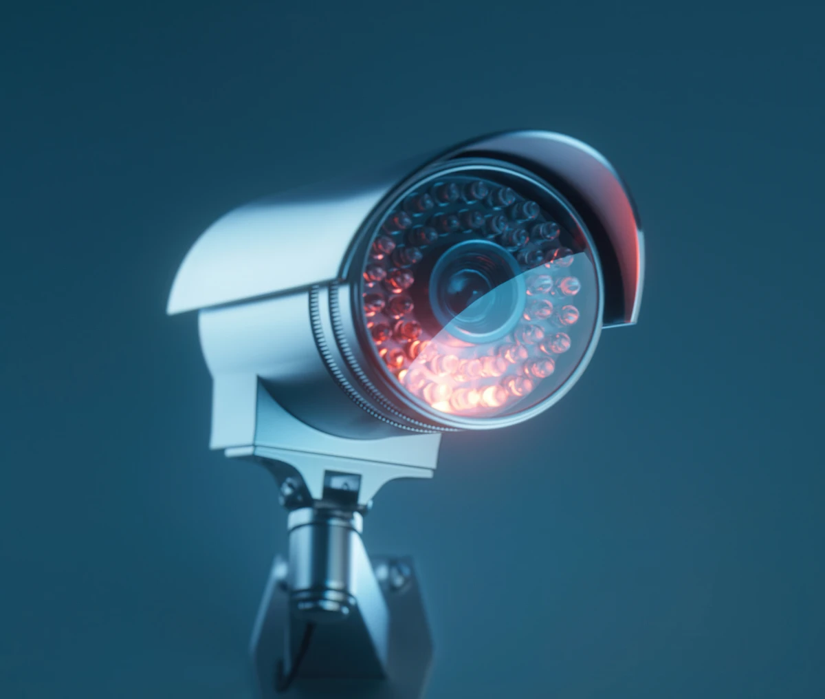 Surveillance camera with red LED lights